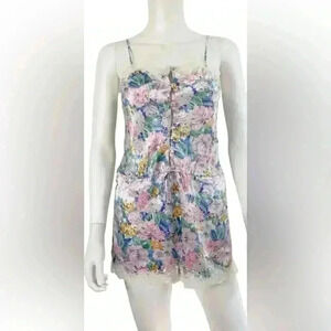 Vintage Victoria’s Secret gold label, 90s floral lace trimmed romper; size S